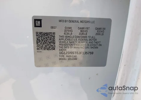 2018 Chevrolet Malibu Lt from USA, damaged, VIN 1G1ZD5ST0JF135759